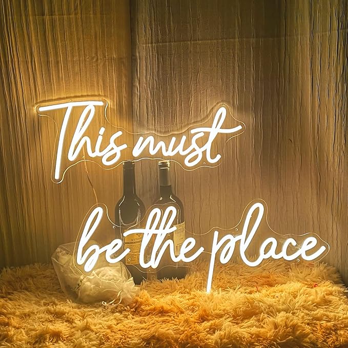 This Must Be The Place Neon Sign for Wall Décor, (Large) 43.7X8 inches Neon Lights Signs for Wedding Bar Office Cafe Party Neon LED Sign Gift for Anniversary Girlfriend