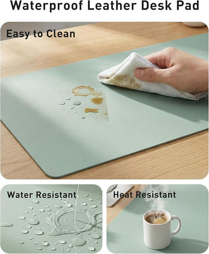Aothia Faux Leather Desk Mat - Large Mouse Pad, Non-Slip PU Leather Blotter, Waterproof Writing Surface for Office and Home (Light Blue, 40" x 24")