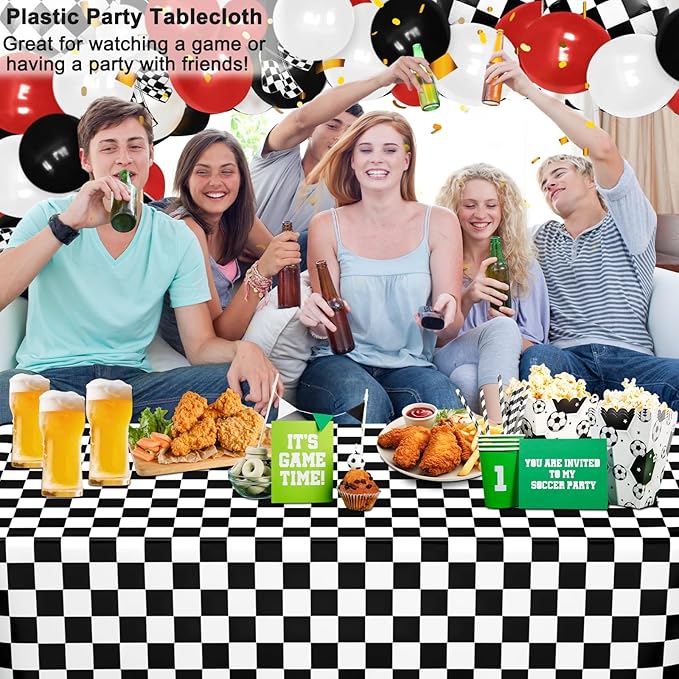 2 Pack Black and White Gingham Tablecloth Rectangular Buffalo Checkered Tablecloths Disposable Plastic Plaid Table Cover for Parties, Outdoor Picnic, Birthday, Wedding, Camping 54 × 108 Inch