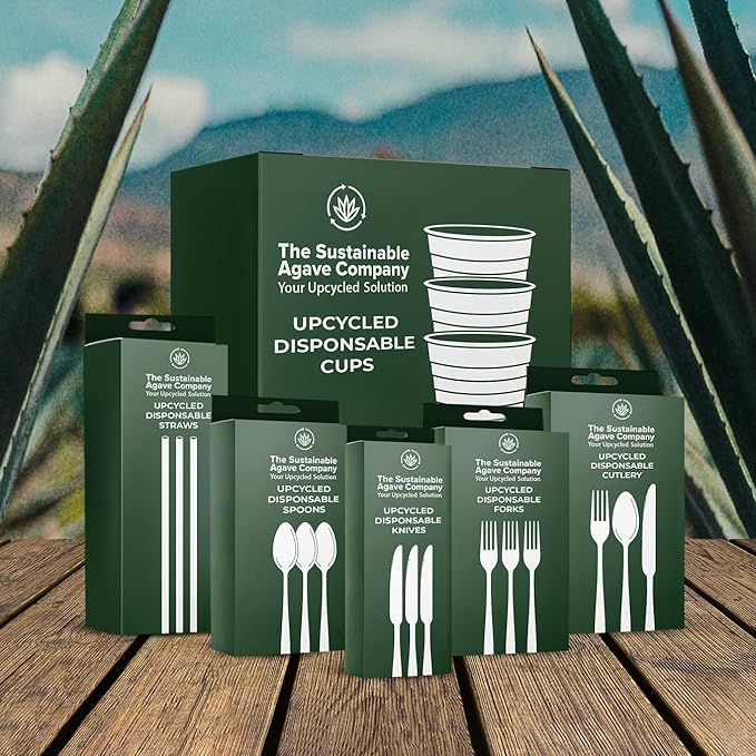 Sustainable Agave Co - Agave Fiber Individually Wrapped Drinking Straws - 1000 Count - Plant-Based, Made With Upcycled Materials, Reusable - Brown, Jumbo, 8"