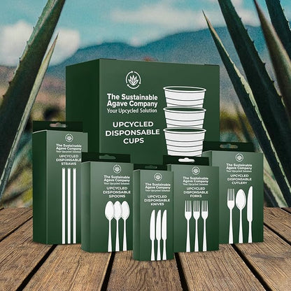 Sustainable Agave Co - Agave Fiber Individually Wrapped Drinking Straws - 1000 Count - Plant-Based, Made With Upcycled Materials, Reusable - Brown, Jumbo, 8"