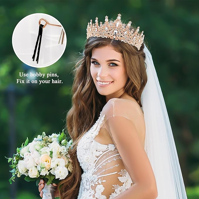 TAROSE Silver Tiaras for Women and Girls, Crystal Gold Crowns for Women, Hair Accessories for Bride/Halloween/Prom/Birthday