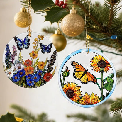 Sunflower Butterfly Ornament, Christmas Ornaments: Christmas Tree Decorations, Holiday Decor, Stocking Stuffers, Gift Ideas, Xmas Gift, Butterfly Lover Gifts & Gifts for Women