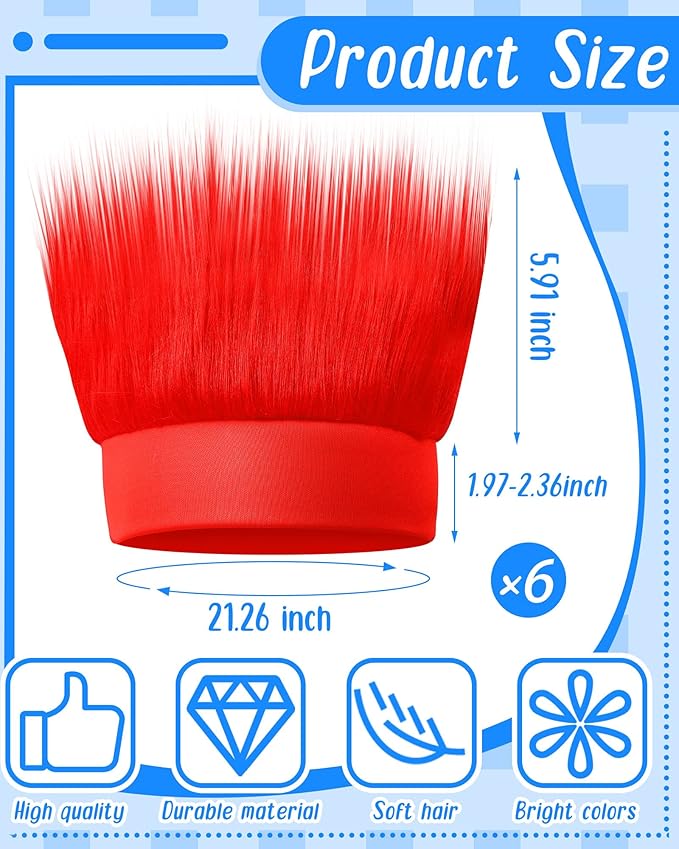 Taiyin 6 Pcs Hairy Headband Costume Headband Crazy Hair Wig Accessories Party Decoration Women Men