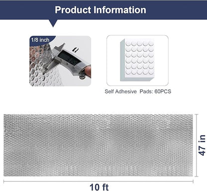 Double Reflective Bubble Foil Insulation Foam, 47IN X 10FT Aluminum Foil Thermal Insulation Radiant Barrier for Windows, Garage Door, RV, Roof
