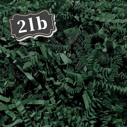 ZEBMOON 2 LB Dark Green Crinkle Cut Paper Shred Filler Great for Gift Wrapping, Basket Filling, Birthday, Wedding, Halloween, Thanksgiving, Christmas Day, New Year Party Decorations Filling Supplies