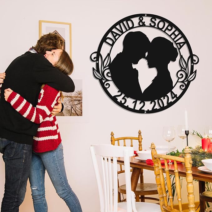 Personalized Home Decoration Metal Couples Name Sign,Valentine's Day Wedding gift bedroom decoration hangings Family Décor