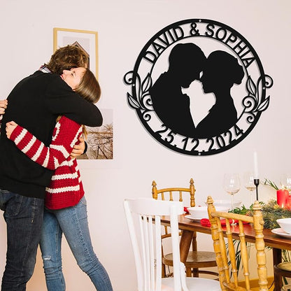 Personalized Home Decoration Metal Couples Name Sign,Valentine's Day Wedding gift bedroom decoration hangings Family Décor