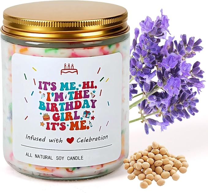 Birthday Gifts for Women Candle – Hi, I'm The Birthday Girl Fun Lavender Scented Candle - 7.6 Oz for Female Friends, Sister, Mom, Daughter Happy Birthday Candle