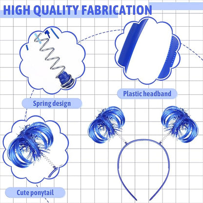 12 Pieces Ponytail Headband Tinsel Wrapped Head Bopper Party Headwear Accessory for Women Girls Costume Party Accessories (Blue)