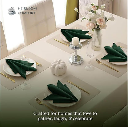 Forest Green Cloth Napkins 18x18 Inches, 6 Pack - Reusable, Absorbent, Durable, Soft, Washable - Hemstitch Mitered Edges - Perfect for Dinner, Fall, Weddings, Holiday, Everyday Use