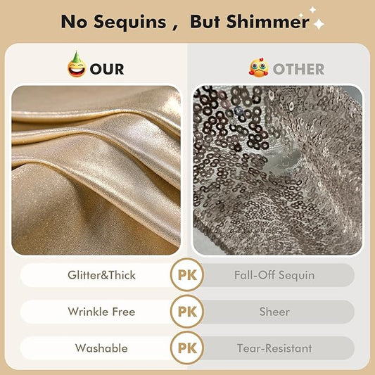 10ftx10ft Champagne Gold Sequin Backdrop Curtain for Wedding Parties, 2 Panels 5x10ft Thick Wrinkle Free Shimmer Glitter Photo Backdrop Drapes Curtains for Birthday Photography Background Cloth