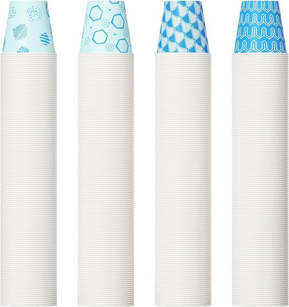 [500Pack ] 3 oz Paper Cups, Small Mouthwash Cups, Disposable Bathroom Cups, Paper Cups for Party, Picnic, BBQ, Travel, and Event, Assorted Blue Pattern