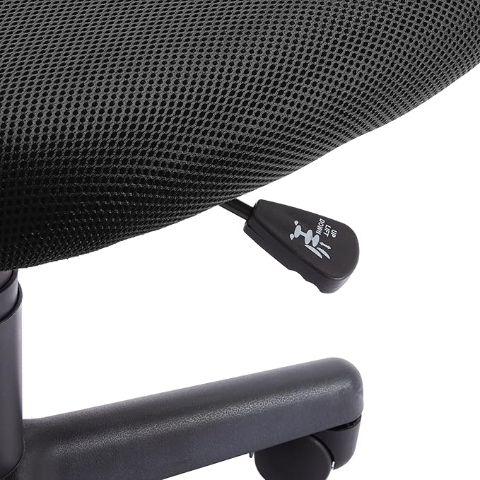Amazon Basics Low Back Office Chair, Breathable Mesh, Height Adjustable, Padded Seat, Rolling Wheels, Swivel, Back Support, Sturdy, 21.25" D x 22.5" W x 38" H, Black