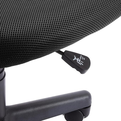 Amazon Basics Low Back Office Chair, Breathable Mesh, Height Adjustable, Padded Seat, Rolling Wheels, Swivel, Back Support, Sturdy, 21.25" D x 22.5" W x 38" H, Black
