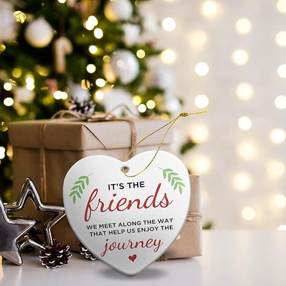 Friendship Christmas Ornament for Best Friend,Sister Friendship Gifts for Women Sisters Soul Friends Bestie BBF,Ceramic Good Friends Keepsake Ornament Gift for Christmas Decoration Birthday Ideas
