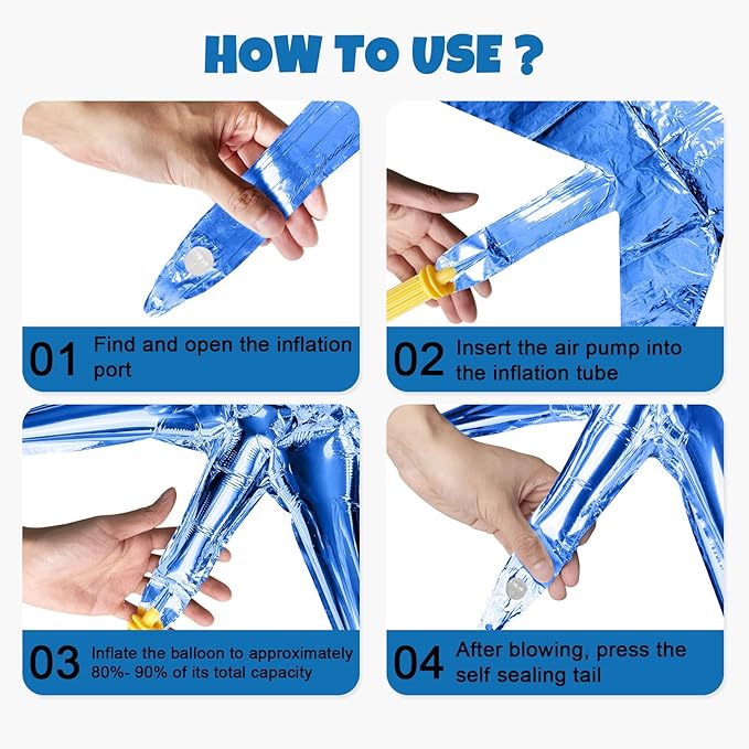 Blue Silver Star Balloon,16Pcs Star Foil Balloons Set with 22Inch Explosion Spike Cone Balloons and 10Inch Quadrangle Helium Balloon for Birthday Wedding Baby Shower Party Decorations