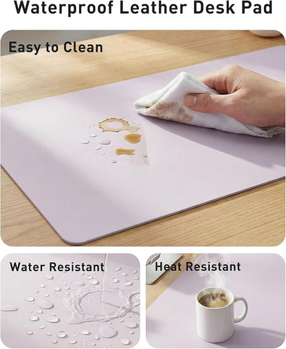 Aothia Faux Leather Desk Mat - Large Mouse Pad, Non-Slip PU Leather Blotter, Waterproof Writing Surface for Office and Home (Soft Lavender, 40" x 24")