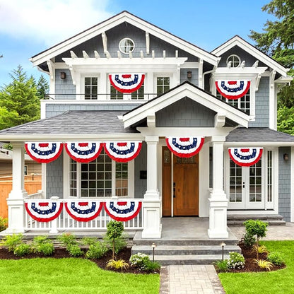 2x4 Ft American Bunting Flags Outdoor, USA Pleated Fan Flag for Outside, 4th of July Decorations Memorial Day Patriotic Flags Bunting Outdoor Indoor Decor (Set of 3)