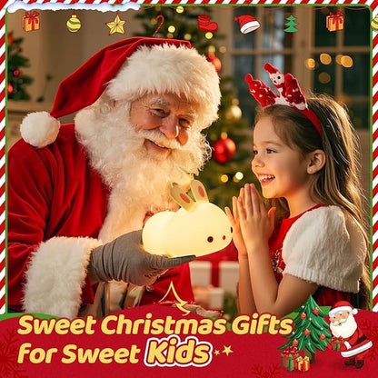 OneFire Night Light for Kids Christmas Gifts for Kids, 16 Colors Bunny Toys Cute Lamp, Soft Silicone Baby Night Light, 1200mAh Portable Dimmable Touch Lamps,Kawaii Room Decor,Christmas Gifts for Teens