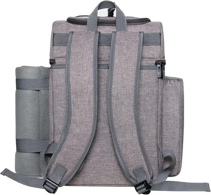 Hap Tim Picnic Basket Backpack for 4 Person with 2 Insulated Cooler Compartment, Wine Holder, Fleece Blanket, Cutlery Set, Wedding Gifts for Couples, Bridal Shower Gifts, Engagement Gifts(36079-G)
