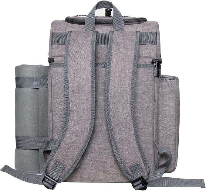 Hap Tim Picnic Basket Backpack for 2 Person with 2 Insulated Cooler Compartment, Wine Holder, Fleece Blanket, Cutlery Set, Gifts Ideals for Wedding, White Elephant, Bridal Showers, Christmas
