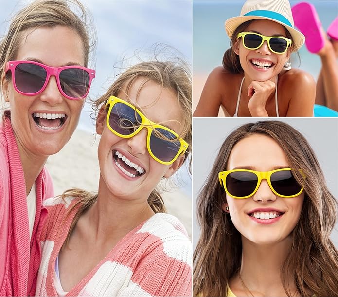 Eyegla 8/12/18 Pack Neon Sunglasses Bulk Colorful Multipack Party Sunglasses Retro Glasses Party Favor for Adult Men Women