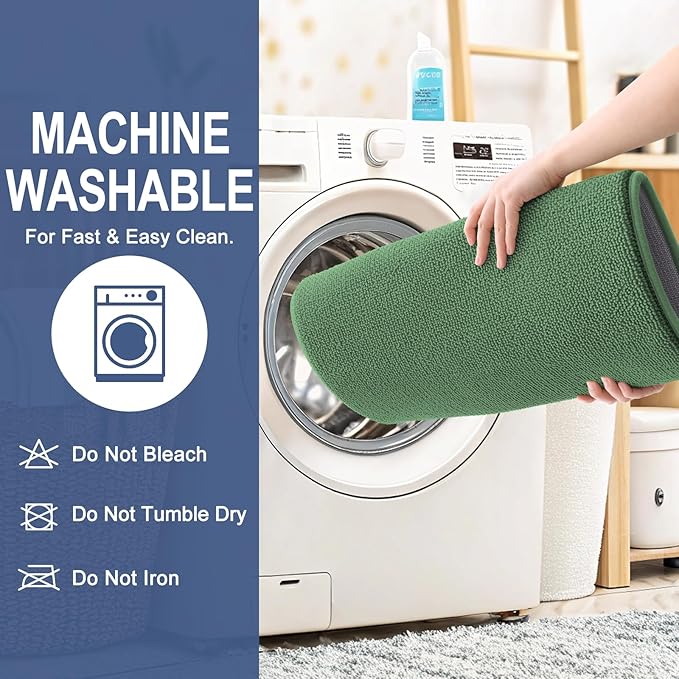 OLANLY Thick Memory Foam Bath Mat Rug 59x20, Extra Soft Absorbent Bathroom Rug, Quick Dry Bath Mats, Non-Slip, Machine Washable Carpet for Bathroom, Tub and Shower, Home Decor Accessories, Olive Green