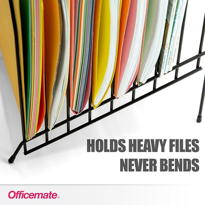 Officemate Large Incline 8 Compartment Wire Caddy, Black, 8.5 x 10.375 x 12.625 Inches