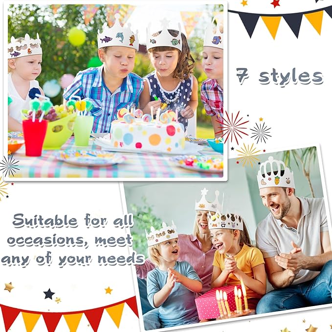 Thenshop 280 Pcs White Paper Crowns for Kids to Decorate Blank Birthday Party DIY Decoration Crowns for Kids Princess Queen(Classic Style)