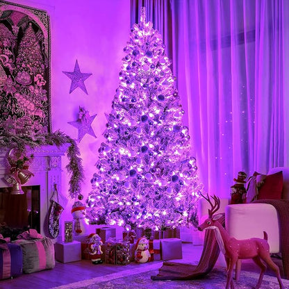 JMEXSUSS Purple Christmas Lights Indoor Outdoor Clear Wire, 66ft 200 LED Purple Lights for Christmas Tree, 8 Modes Deep-Violet String Lights Plug in for Christmas Bedroom Garden Party Xmas Decorations