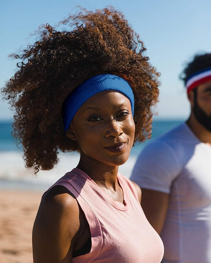 Suddora Workout Headband for Men and Women, Moisture-Wicking Athletic Sweatband, Lightweight Cotton Terry Cloth Bands for Basketball, Tennis, Football, Gym, Running, Cosplay & Costumes