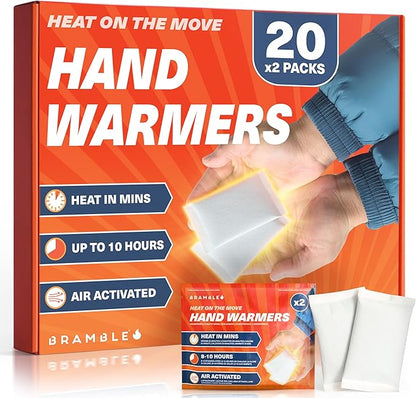 Bramble - Hand Warmers Disposable – Air-Activated Pocket Warmers for Hiking, Skiing, Camping, and Outdoor Activities – Provides Up to 10 Hours of Heat