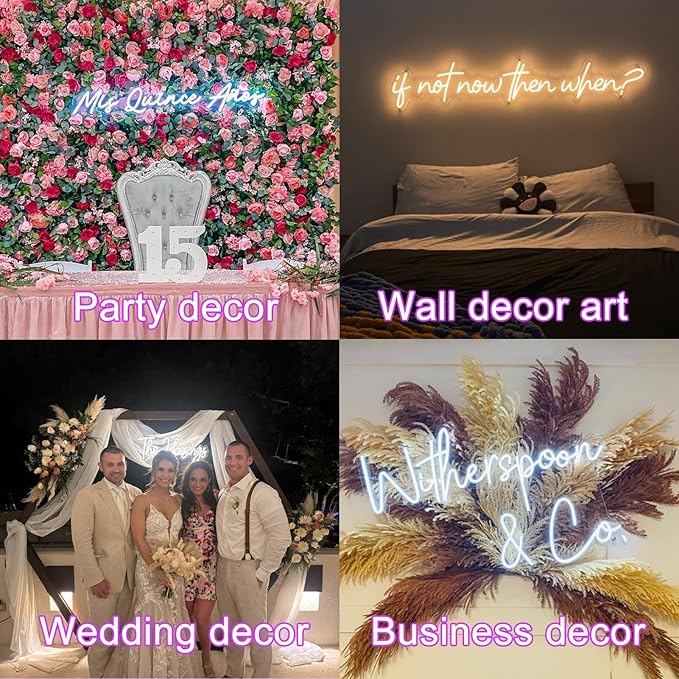 Custom Neon Sign Wedding Last Name, Plug/Battery Operated Neon Light Sign Customizable for Backdrop Reception, Personalized Lighted LED Signs for Business, Kids Room Bedroom Wall Decor 2026 Xmas Gift