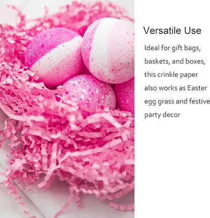 2 LB Pink Crinkle Paper Filler for Gift Baskets Bridesmaid Proposal Box Stuffers