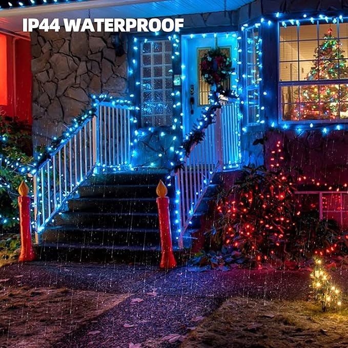 Blue Christmas Lights, 2 Pack Total 40 FT 200 Count Incandescent Christmas Mini Tree String Lights, Waterproof Christmas Decorations for Outdoor Indoor Xmas Patio Home Party Garden Yard Decor