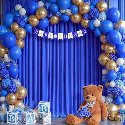 10 x 10ft Royal Blue Backdrop Curtains No-Wrinkle Party Curtains for Photo Backdrop Polyester Curtain Backdrop Soft Fabric for Retirement Birthday Wedding Baby Shower Events, 2 Panels 5 x 10ft