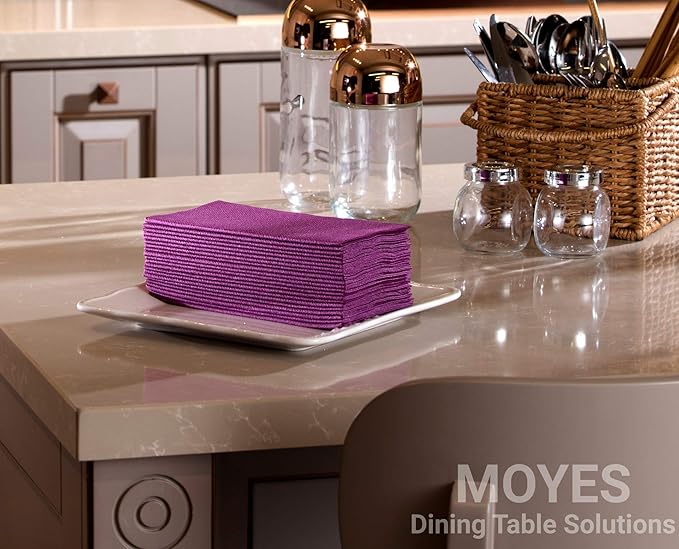 Purple Napkins | Linen Feel Guest Disposable Cloth Like Paper Dinner Napkins | Hand Towels | Soft, Absorbent, Paper Hand Napkins for Kitchen, Bathroom, Parties, Weddings, Dinners Or Events | 50 Pack