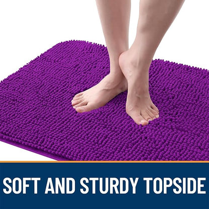 OLANLY Dog Door Mat for Muddy Paws 40x32, Absorbs Moisture and Dirt, Absorbent Non-Slip Washable Doormat, Quick Dry Chenille Mud Mat for Dogs, Entry Indoor Entryway Carpet for Inside Floor, Purple