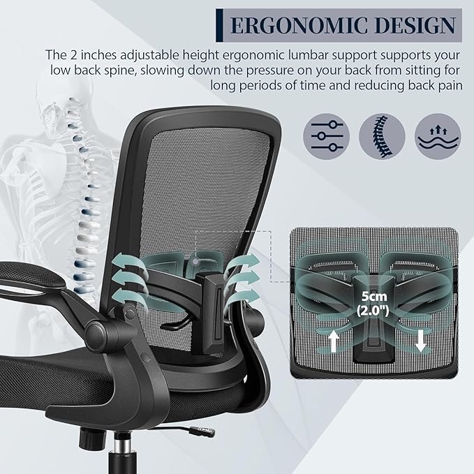 FelixKing Office Chair, Ergonomic Desk Chair with Adjustable Height and Lumbar Support Swivel Lumbar Support Desk Computer Chair with Flip up Armrests for Conference Room (Black),Pack of 10