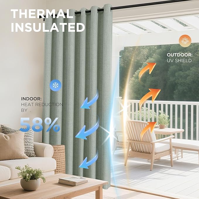 Joydeco Blackout Curtains 108 Inches Long 2 Panels Burg, Room Darkening Curtains for Bedroom, 100% Black Out Textured Thermal Drapes Privacy Protection 2 Panels Set(W52 x L108 Inch, Sage Green)