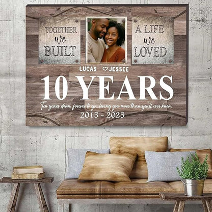 GABITA Personalized Wedding Anniversary Couple Wall Art, Gift for Husband and Wife, Parents, Custom Couple Photo Canvas with Date, Gift for Christmas, Valentine