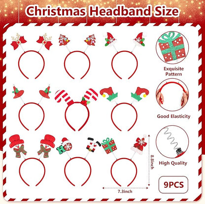 fiintrwa Christmas Headband Beads Necklace Hair Hoop Eyewear Eyeglass Santa Hat Photo Props for Xmas Party Decoration Supplie