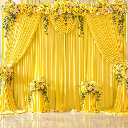 10x10 Yellow Backdrop Curtain for Parties Wrinkle Free Lemon Yellow Photo Curtains Backdrop Drapes Fabric Decoration for Birthday Party Wedding Baby Shower 5ft x 10ft,2 Panels