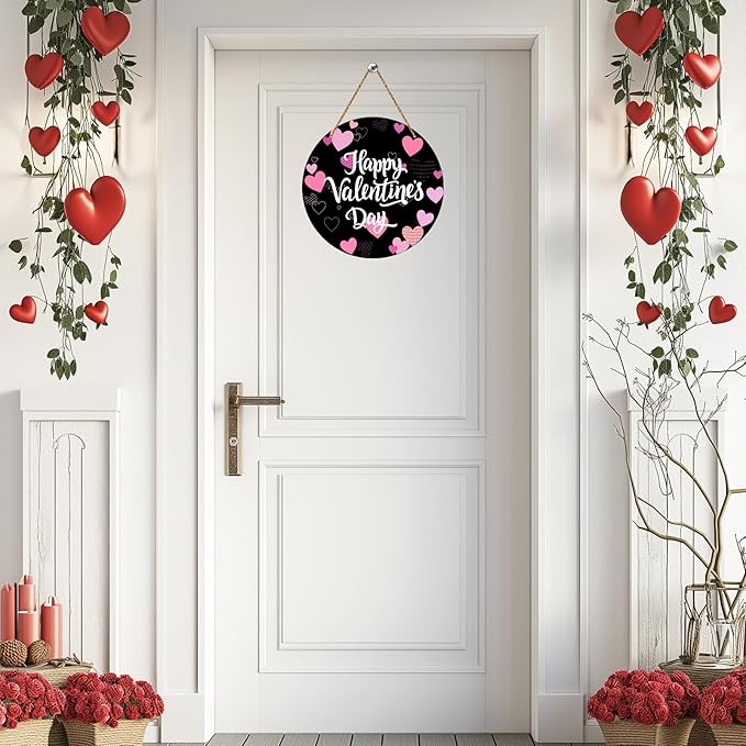 Valentines Day Decorations St Patricks Day Decorations Reversible Happy Valentines Wreath Heart Door Decor Hanging Sign Wooden Front Door Hanger Wreath for Porch Wall Indoor Home Decor