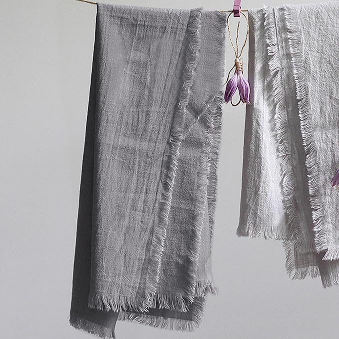 Handmade Cloth Napkins 100% Cotton Napkins with Fringe，Delicate Handmade Cloth Napkins for Dinners, Parties, Weddings and More，18 x 18 Inch Set of 6 - Grey