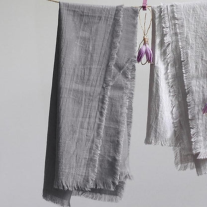 Handmade Cloth Napkins 100% Cotton Napkins with Fringe，Delicate Handmade Cloth Napkins for Dinners, Parties, Weddings and More，18 x 18 Inch Set of 4 - Grey