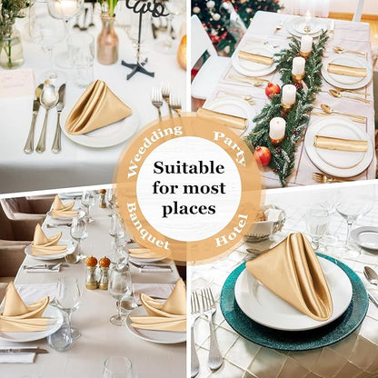 Bailarina 40 Pack Gold Satin Napkins,17x17 Inches Wedding Napkins Square Soft Silky Table Napkins Bulk Decorative Elegant Cloth Napkin for Party Decoration, Banquet,Wedding,Graduation