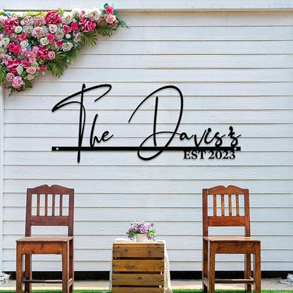 Personalized Family Name Sign,Custom Last Name Sign with Special Day,Custom Metal Wall Decor Sign with Company Slogan,Blessing&Meaningful Phrases for Shop Opening,Anniversary,Valentines Day Gift