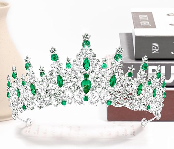 TAROSE Silver Tiaras for Women and Girls, Crystal Gold Crowns for Women, Hair Accessories for Bride/Halloween/Prom/Birthday
